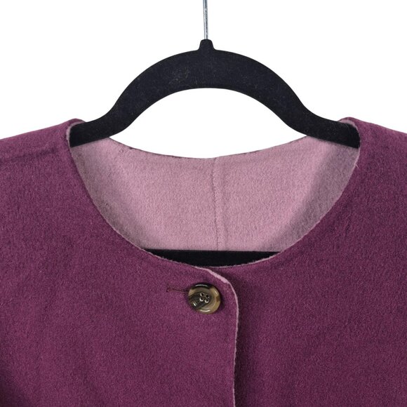 Talbots Coat Womens 10 Purple Wool Blend Peacoat Double Faced Reversible Buttons - Picture 7 of 15